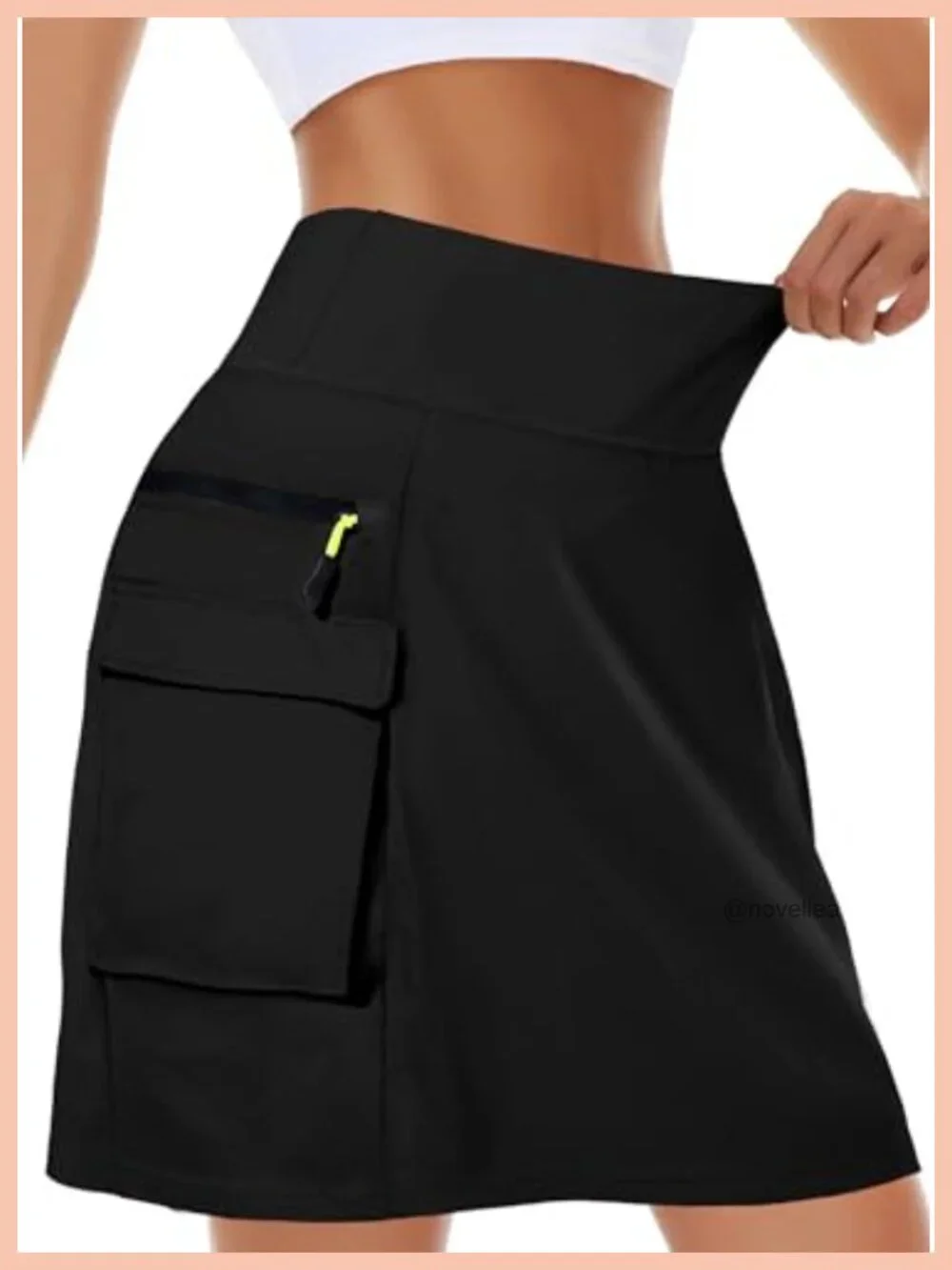 Quick-Dry Cargo Skort with 5 Pockets High Waisted Golf Tennis Athletic Skirt